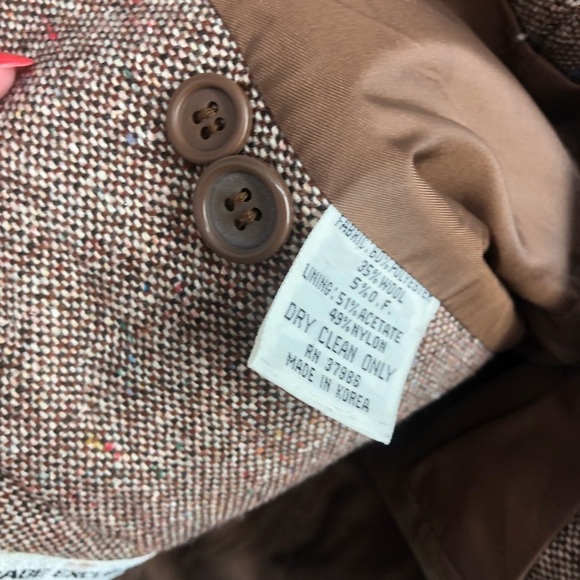 VINTAGE PAT HILTON Tweed Suit Jacket Blazer Brown Puff Embroidered Size 7/8 - Picture 13 of 13